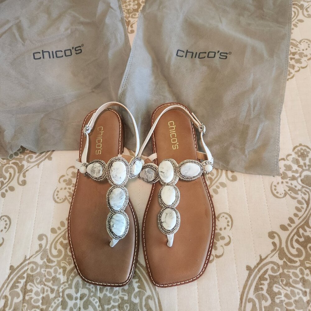 Chico's Brown and White Sandals